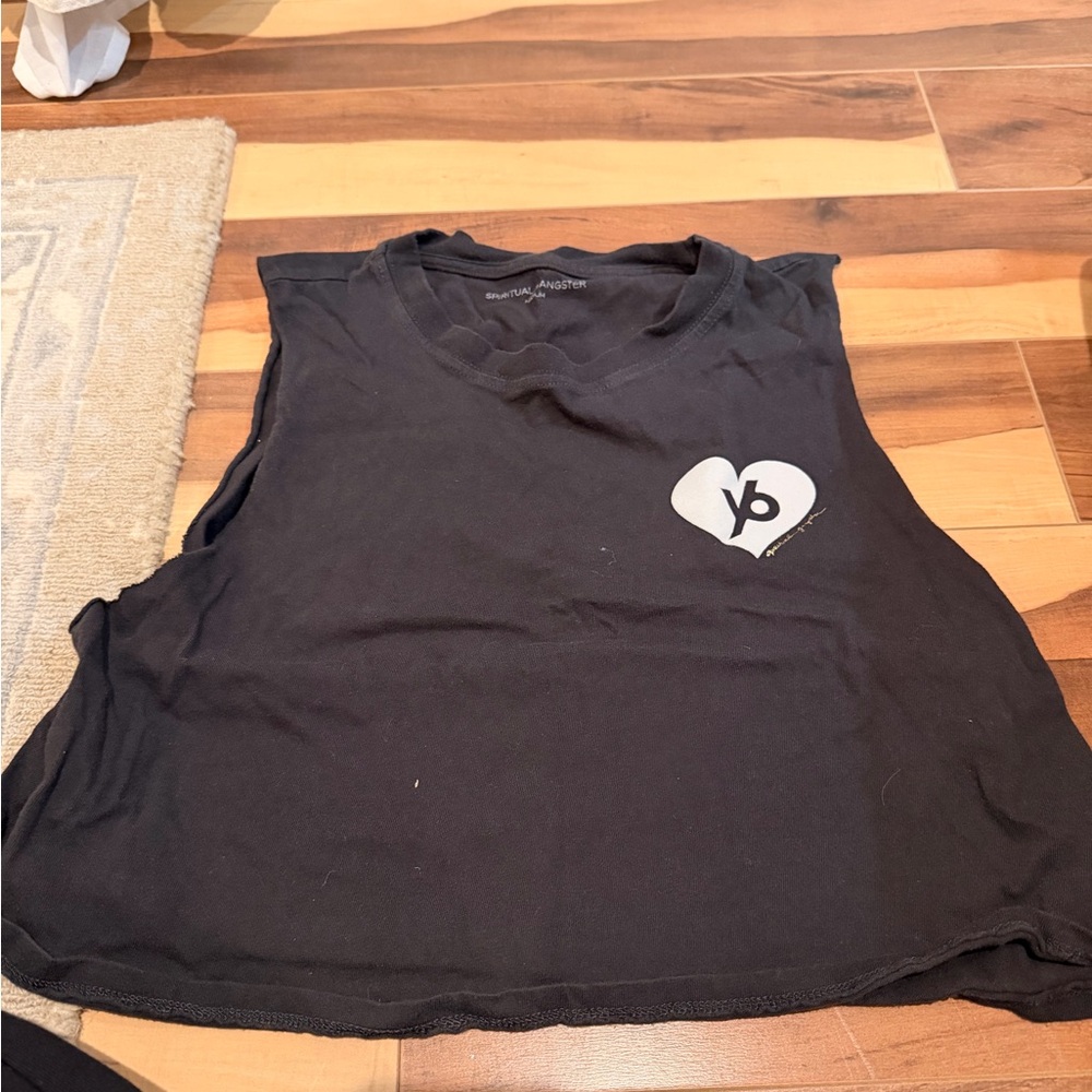 Black spiritual gangster Crop Top with y6 logo